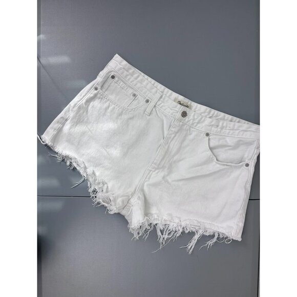 Madewell women's 32 white relaxed denim cutoff high waisted shorts 3" inseam - Picture 1 of 9
